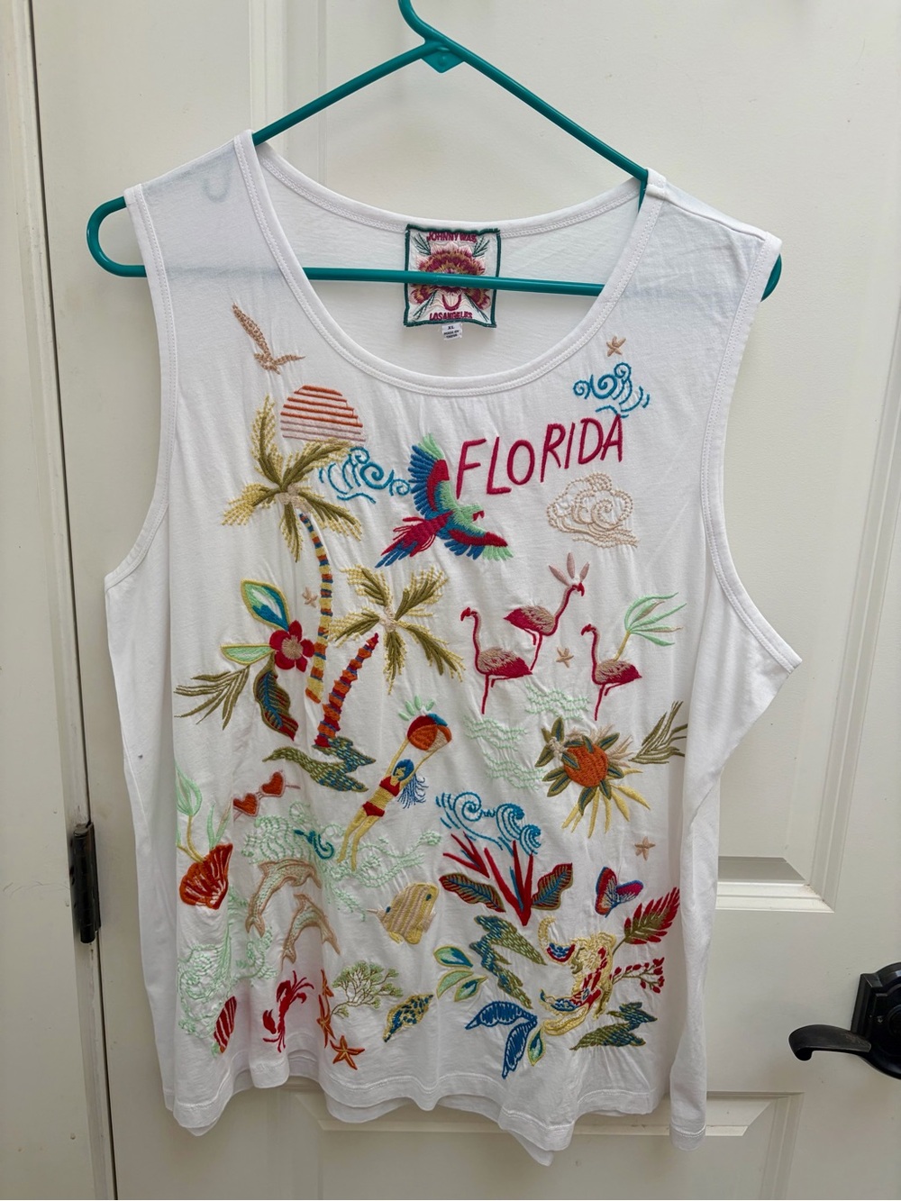 Johnny Was White Florida Sleeveless Tank Top NWOT